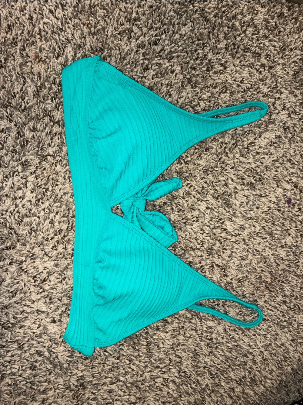 Women’s Ribbed Triangle Swim Top in Teal